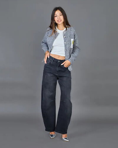 Barreljeans Louisa mörkgrå