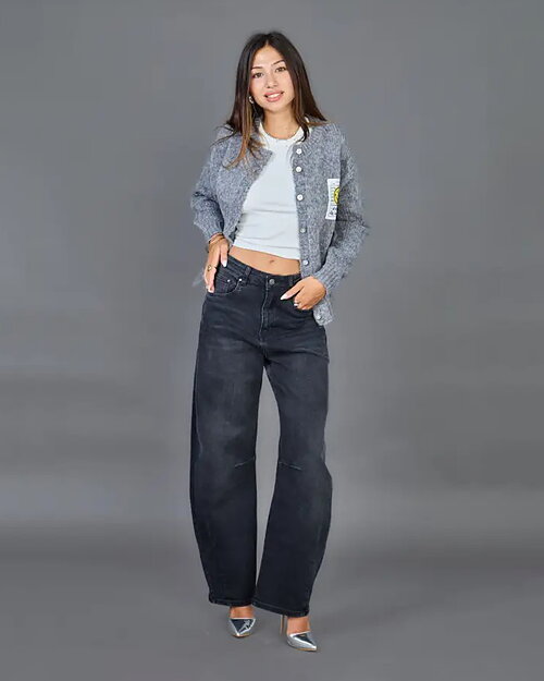 Barreljeans Louisa mörkgrå