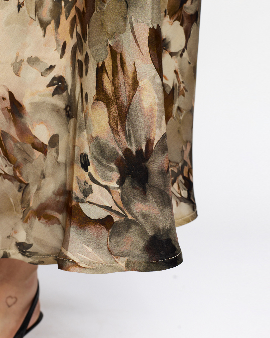 Kjol Georgina resår blommig beige/brun - 4