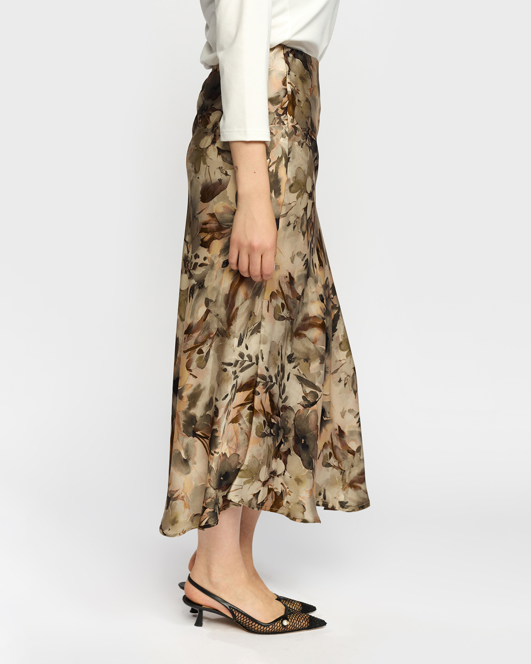 Kjol Georgina resår blommig beige/brun - 3