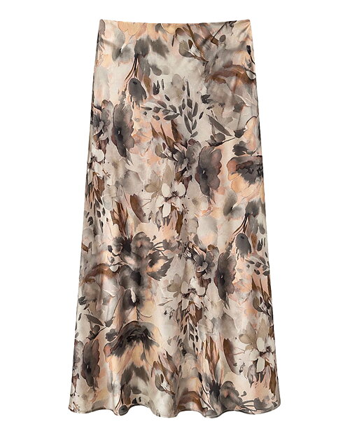 Kjol Georgina resår blommig beige/brun - 5