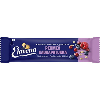 Pehmeä välipalapatukka Elovena karpalo