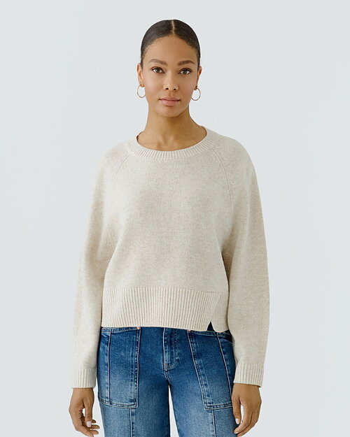 Jumper bred mudd slits neditt ljusbeige