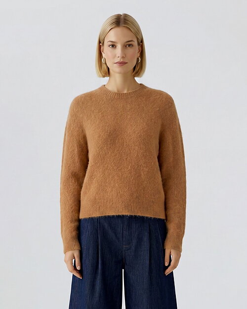 Jumper alpackablandning kamelbrun