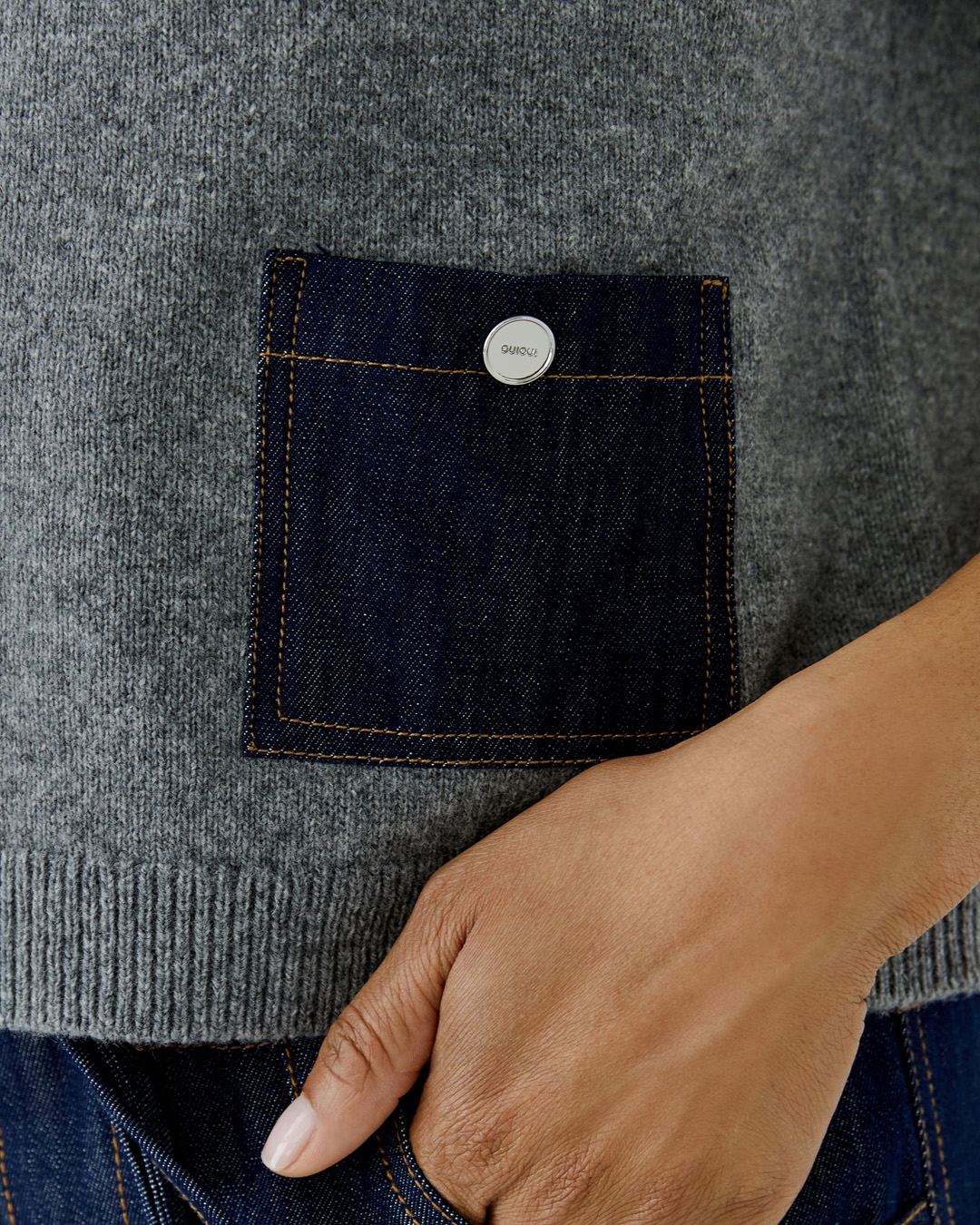 Jumper kort ärm grå med jeansfickor - 3