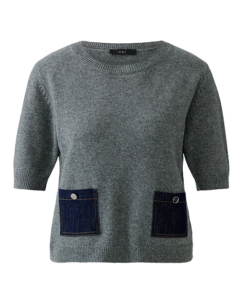 Jumper kort ärm grå med jeansfickor - 5