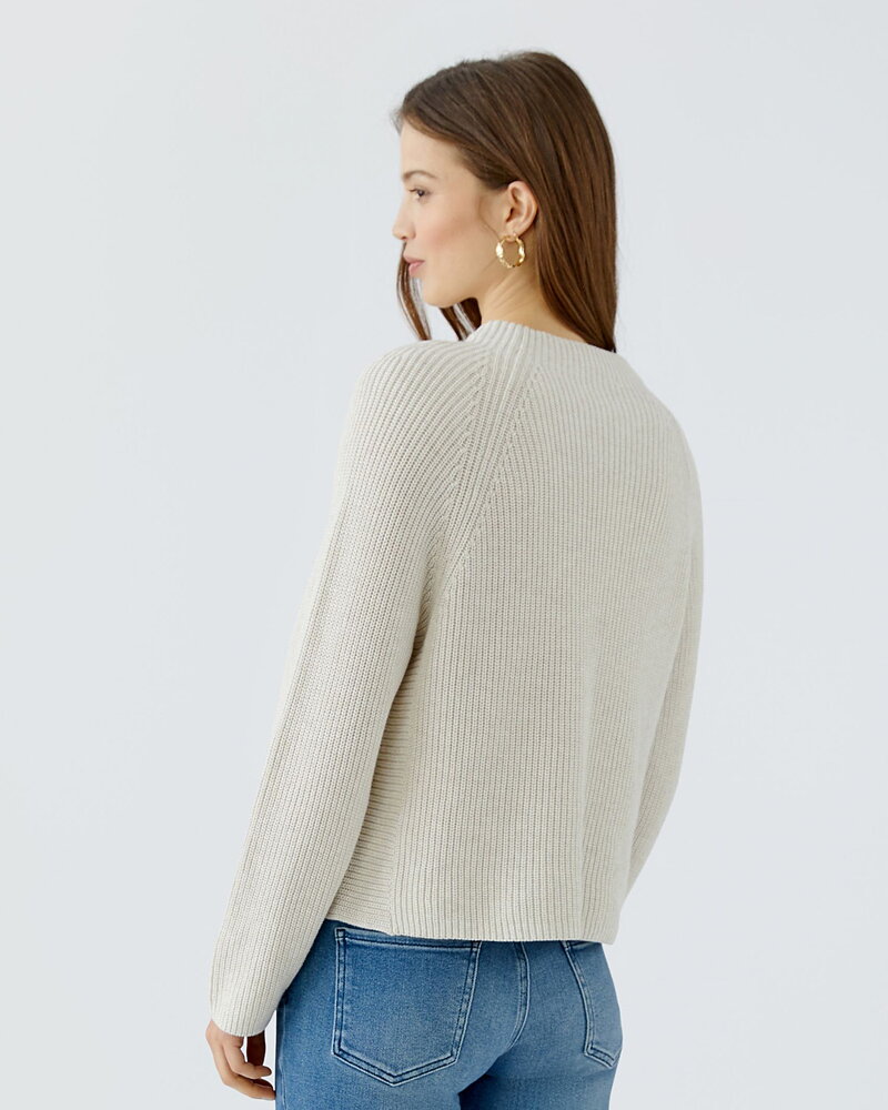 Bomullsjumper ficka fram ljusbeige