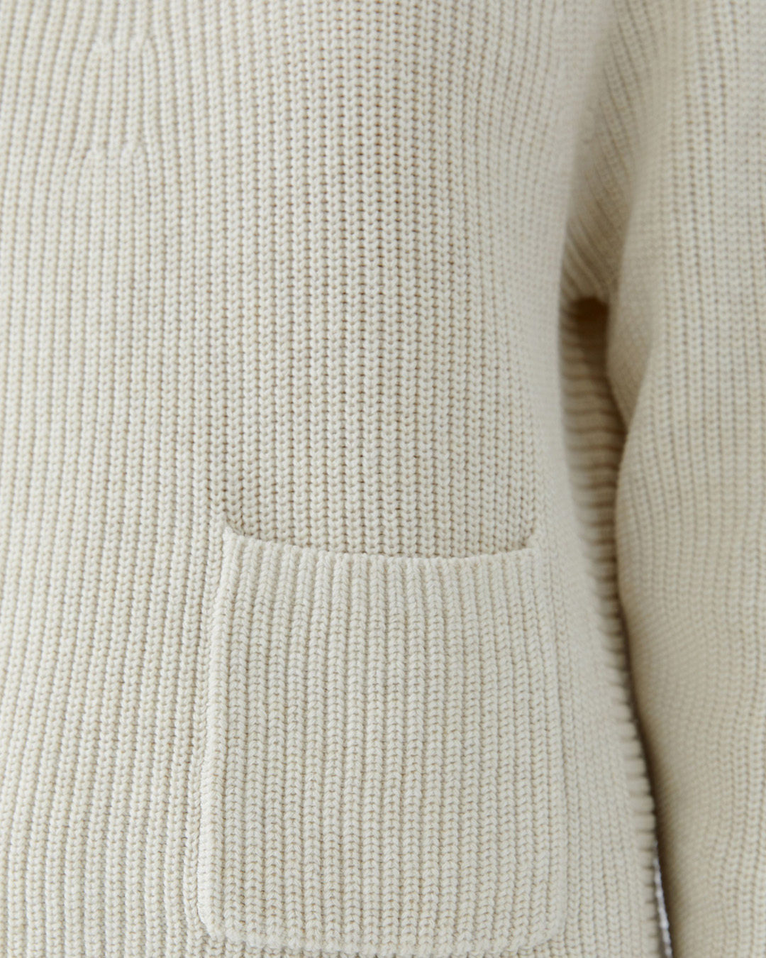 Bomullsjumper ficka fram ljusbeige - 3