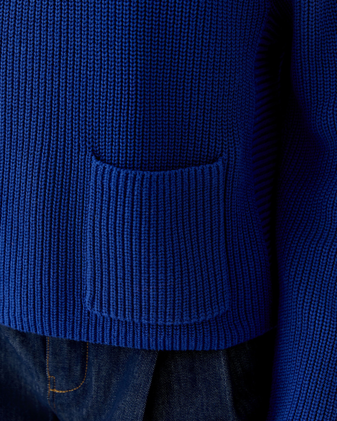 Bomullsjumper ficka fram kornblå - 3