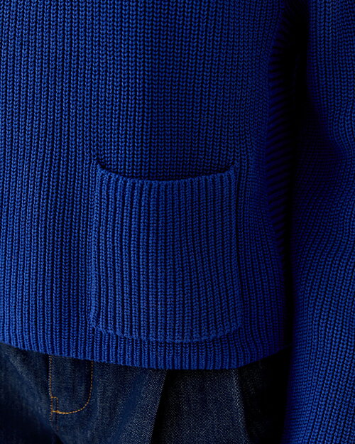 Bomullsjumper ficka fram kornblå - 3