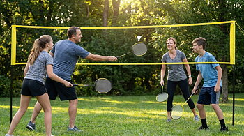 Badminton-set Inkl nät, stolpar, 4 racket samt 2 badmintonbollar