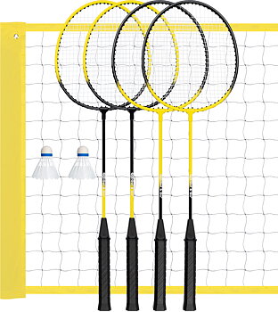 Badminton-set Inkl nät, stolpar, 4 racket samt 2 badmintonbollar