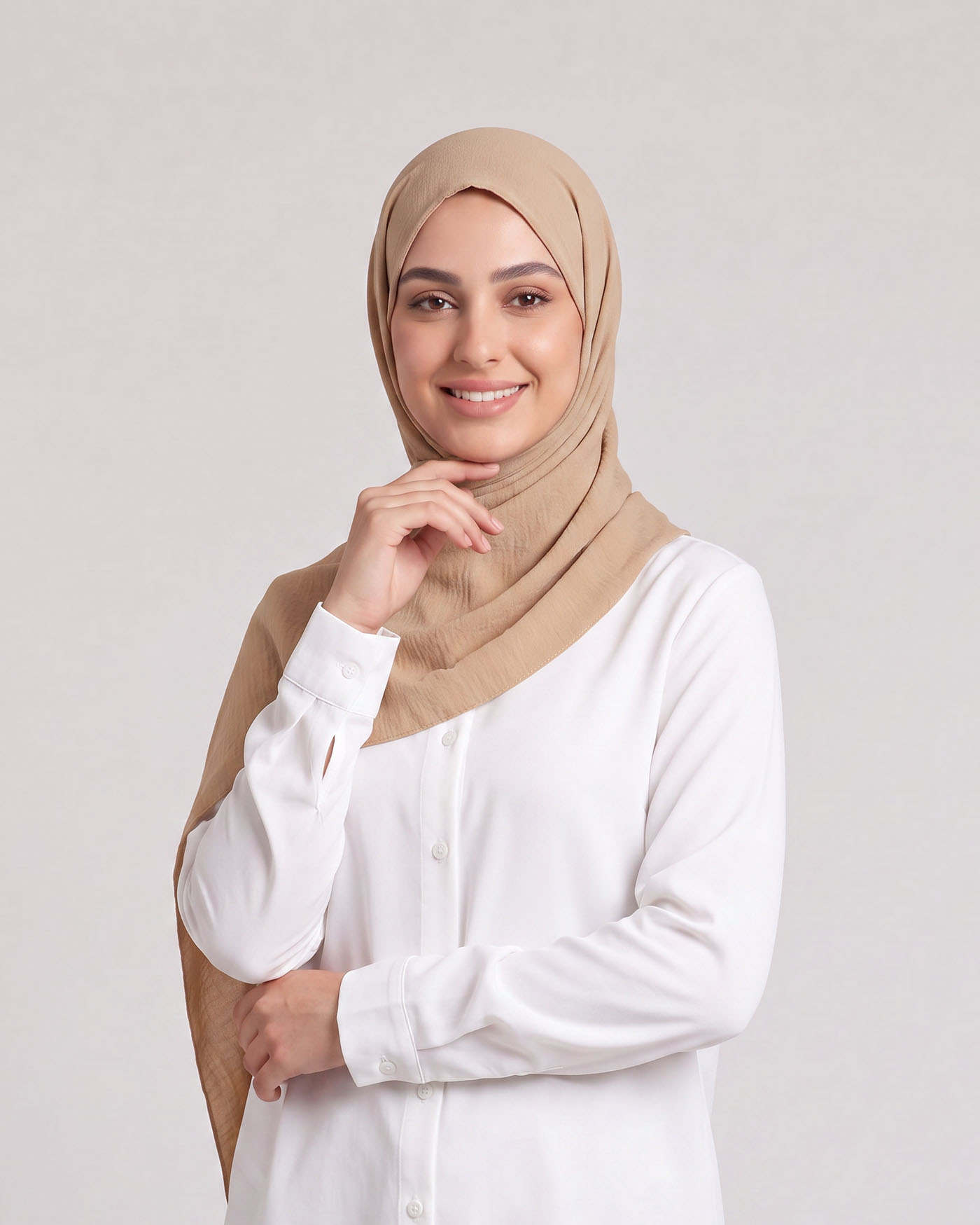 Linne krinklad Hijab - Beige