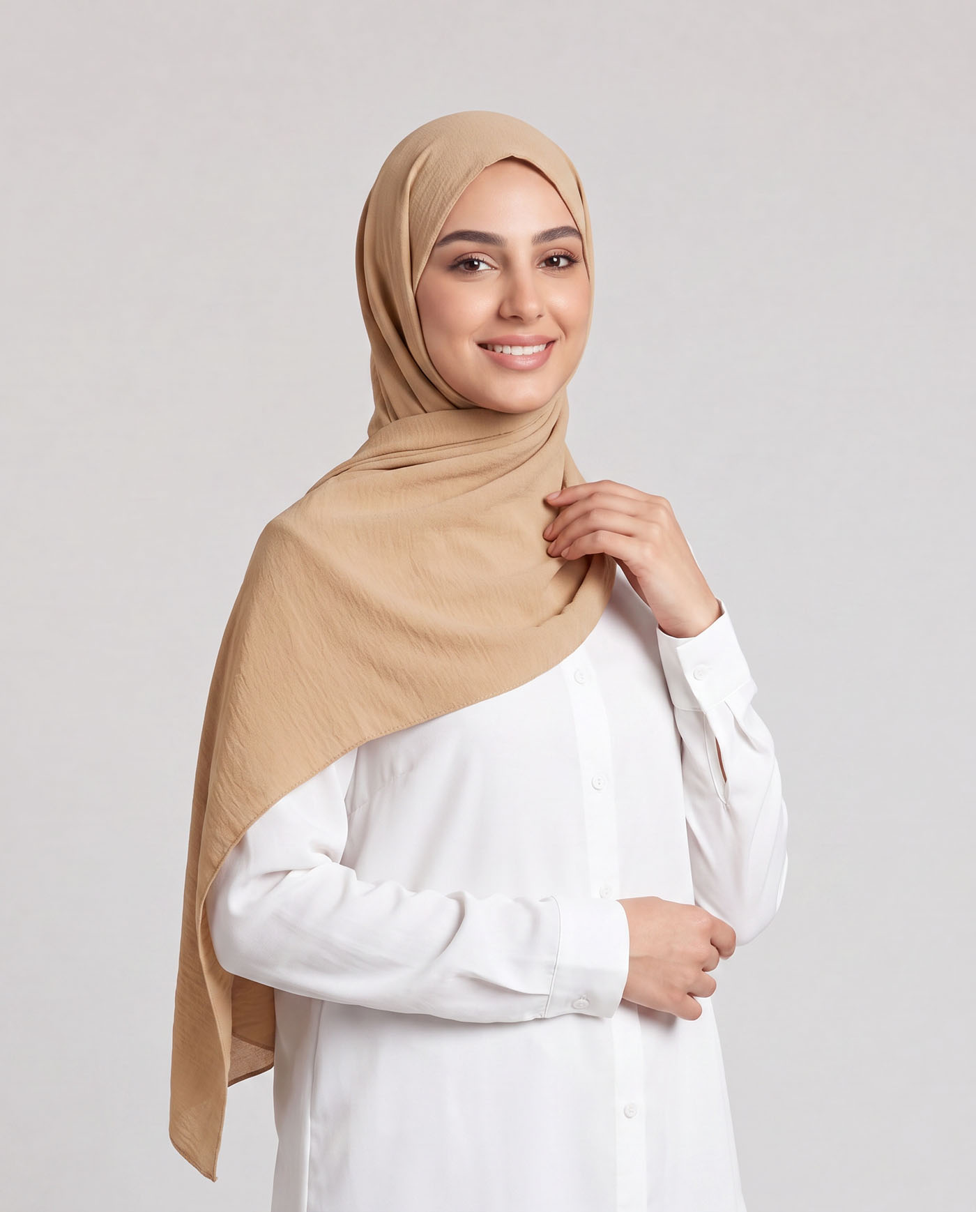 Linne krinklad Hijab - Beige - 2