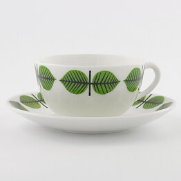 Stig Lindberg (Berså 1961) Coffee Cup with Green Leaf Decor 10 cm  [Sample Images] (II)