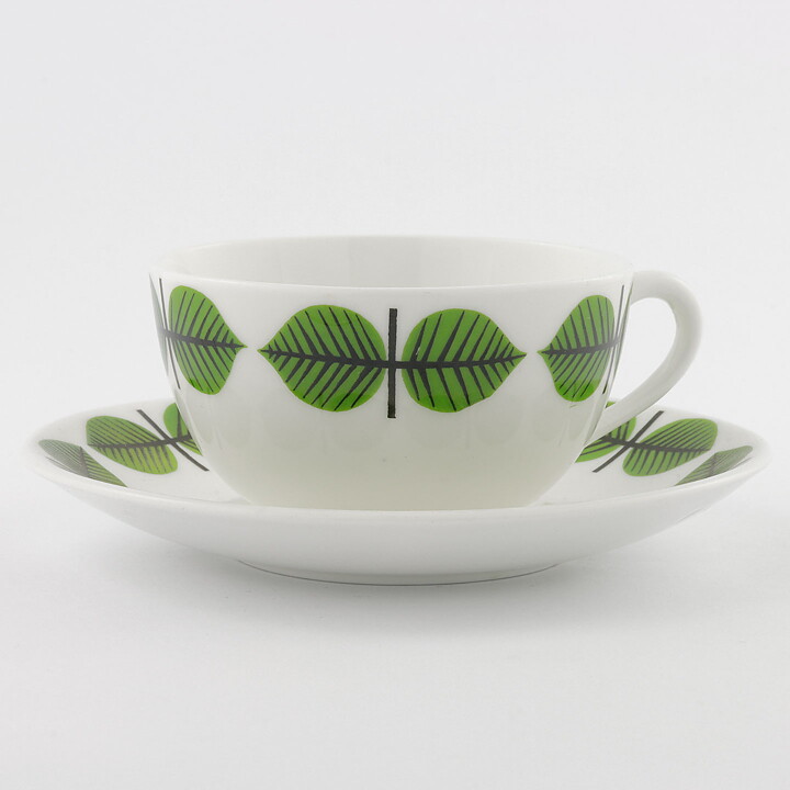 Stig Lindberg (Berså 1961) Coffee Cup with Green Leaf Decor 10 cm  [Sample Images] (II)