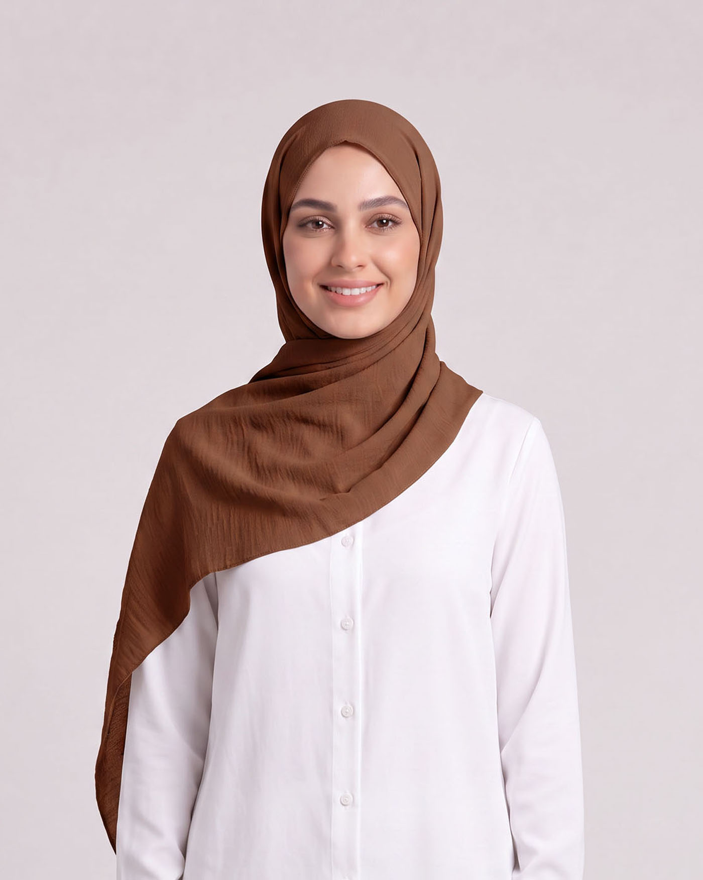 Linne krinklad Hijab - Kakao Brun