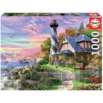 Educa Pussel 1000 bitar - Lighthouse at Rock Bay -  Fixeringslim medföljer