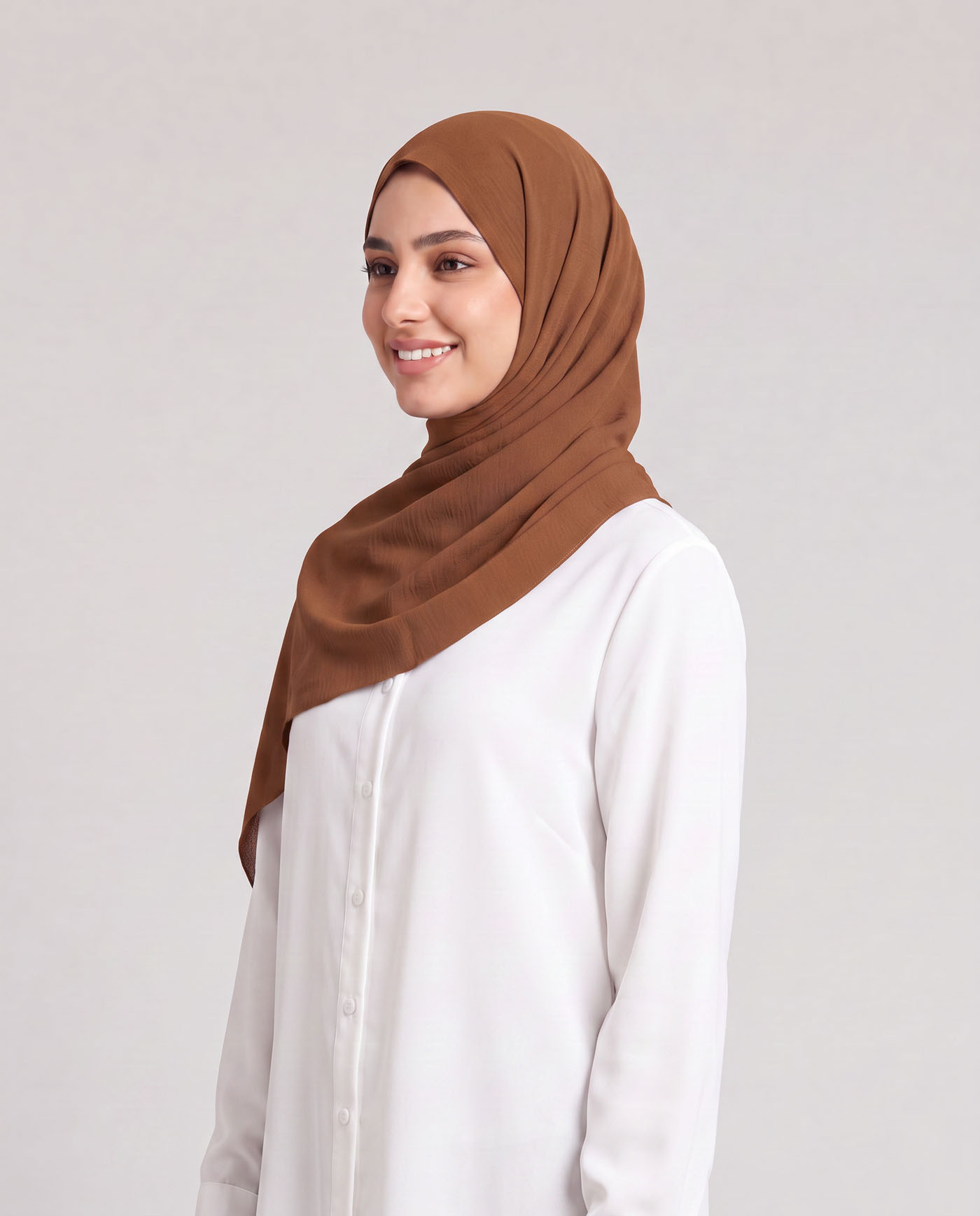 Linne krinklad Hijab - Hassel Brun - 2