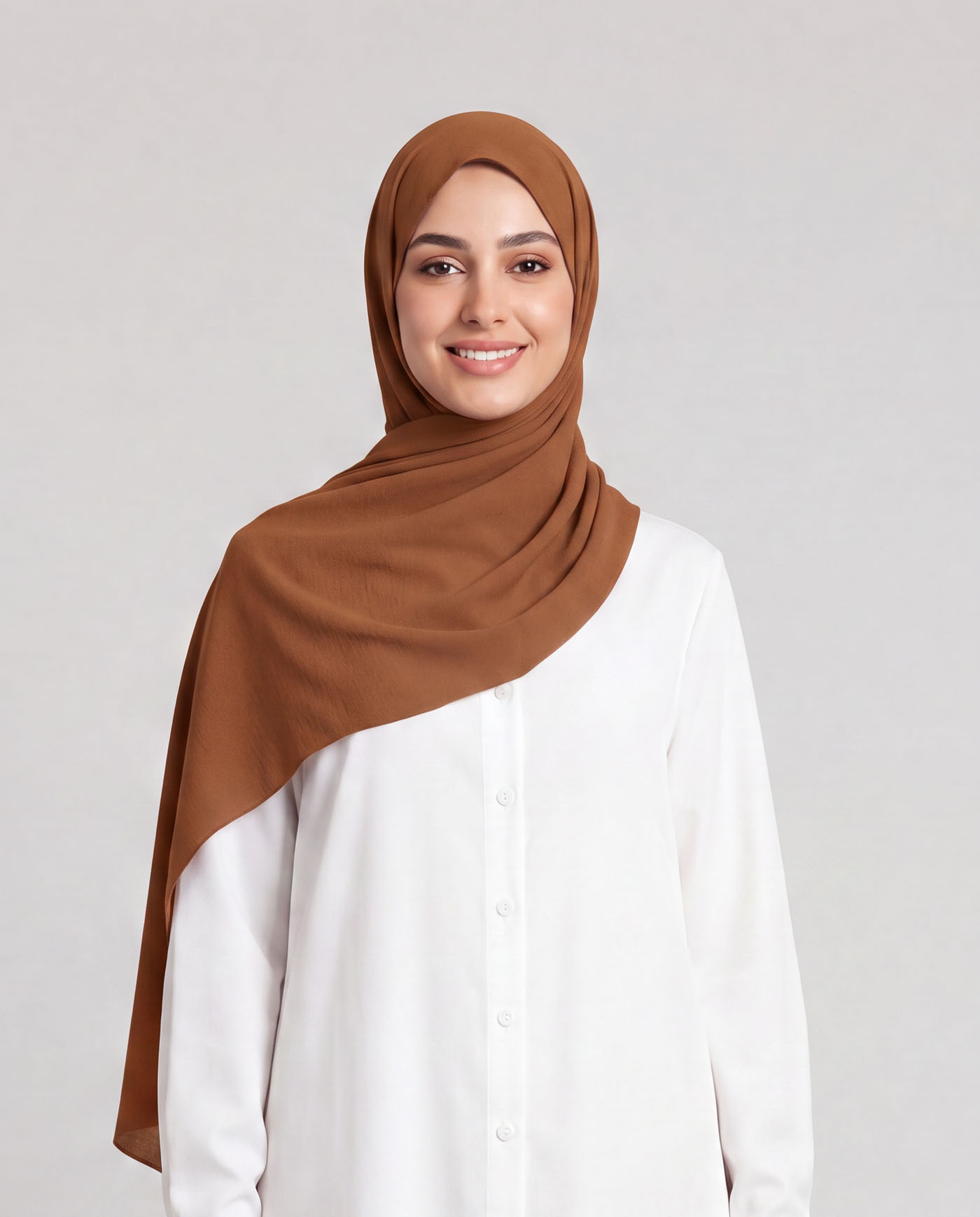 Linne krinklad Hijab - Hassel Brun