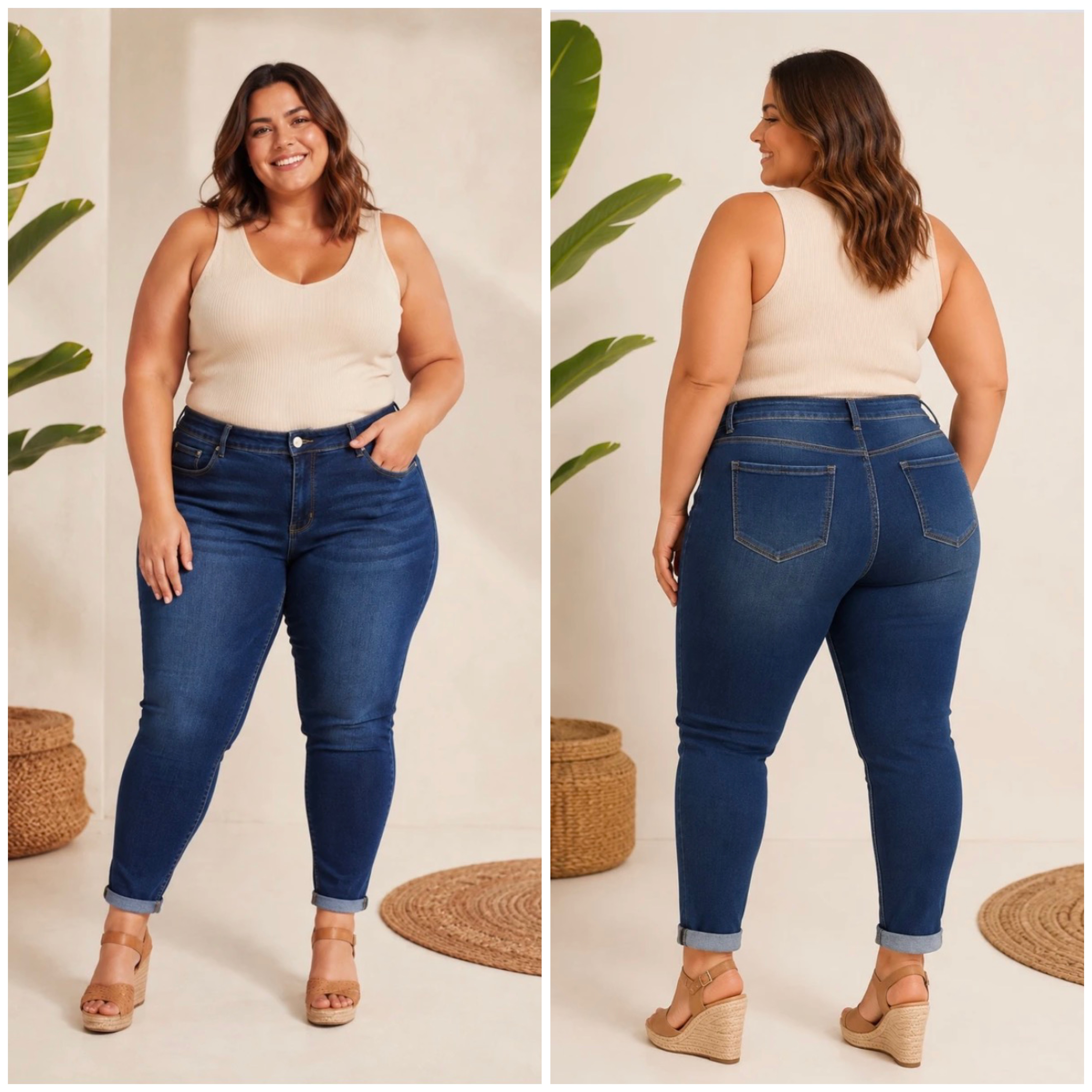 Jeans med fickor, blå 