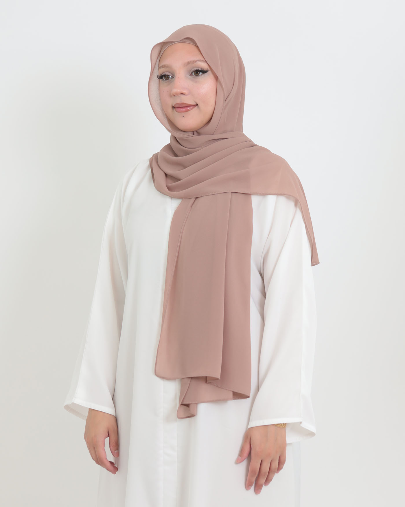 Hijab with cap and integrated magnet - Chiffon - Dark Mauve