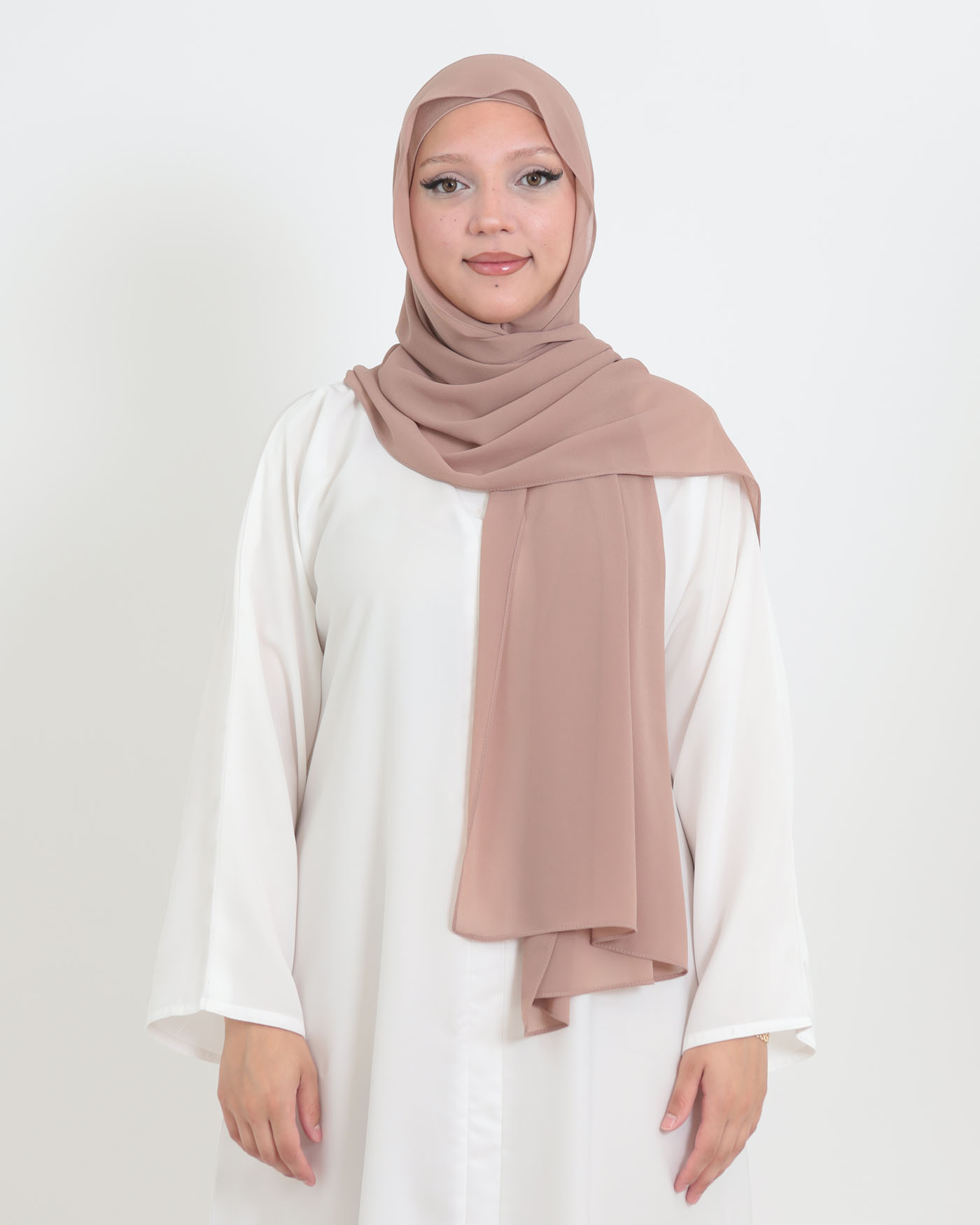 Hijab with cap and integrated magnet - Chiffon - Dark Mauve - 4