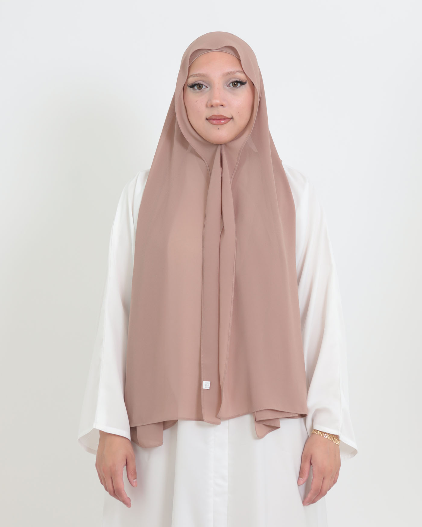 Hijab with cap and integrated magnet - Chiffon - Dark Mauve - 3