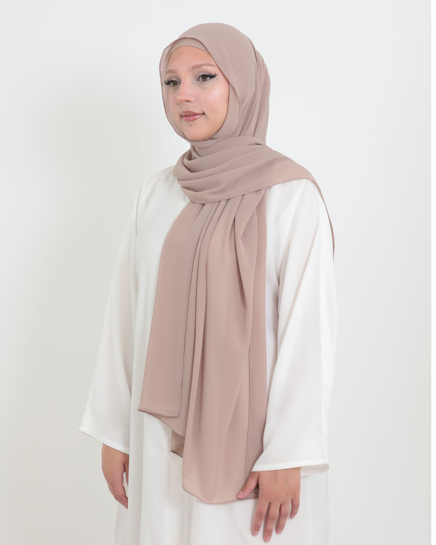 Hijab with cap and integrated magnet - Chiffon - Old Mauve