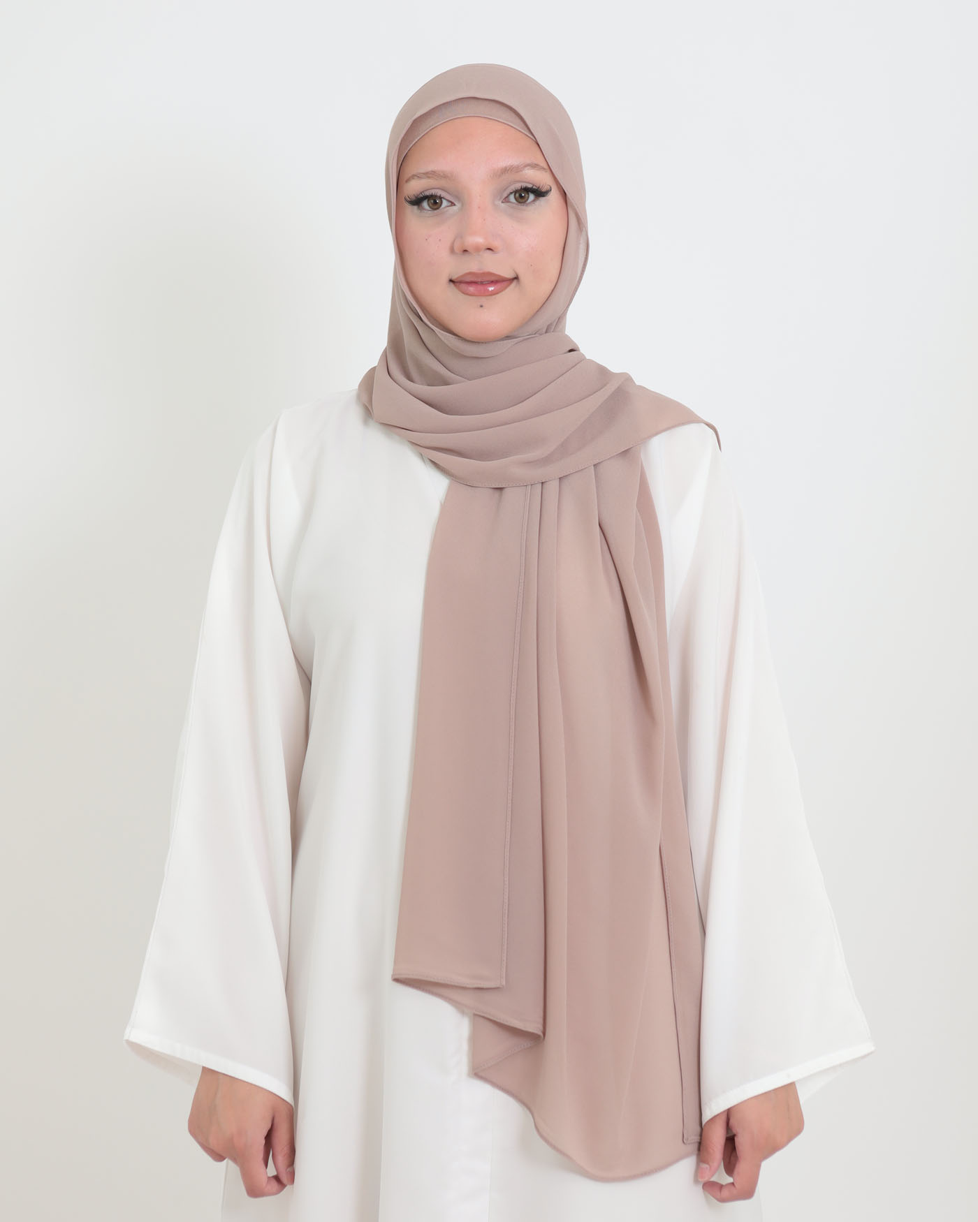 Hijab with cap and integrated magnet - Chiffon - Old Mauve - 4