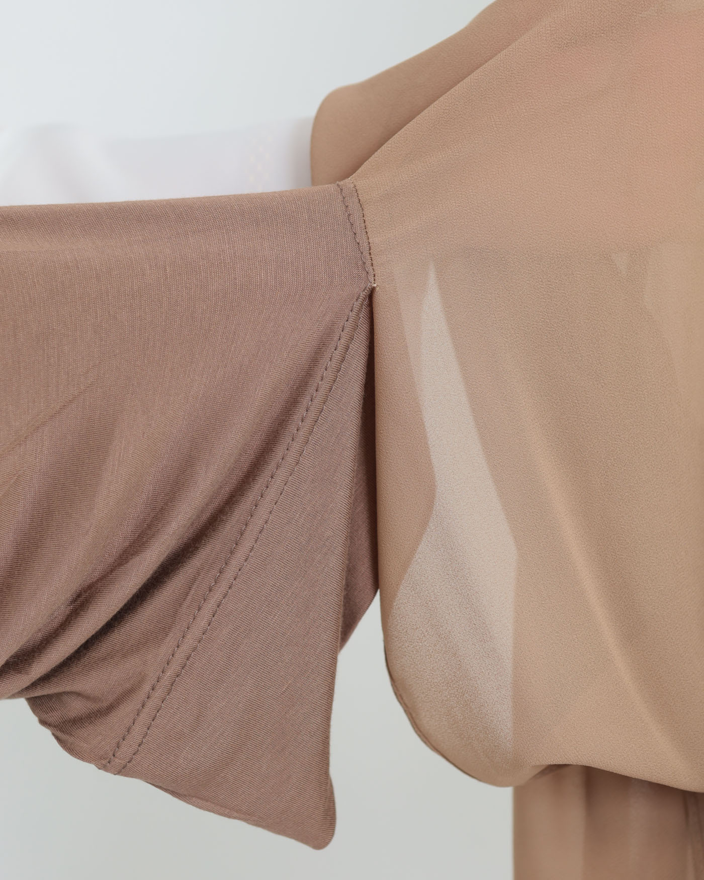 Hijab with cap and integrated magnet - Chiffon - Brown - 5