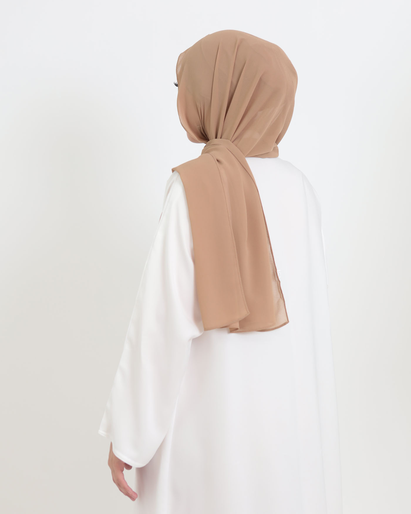 Hijab with cap and integrated magnet - Chiffon - Brown - 2