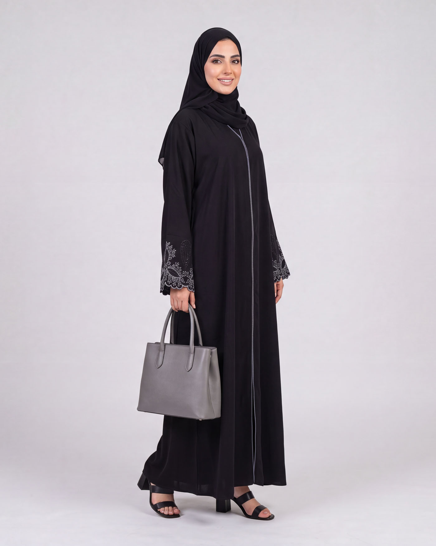 Abaya - Spets Dekorerad - Svart - 2