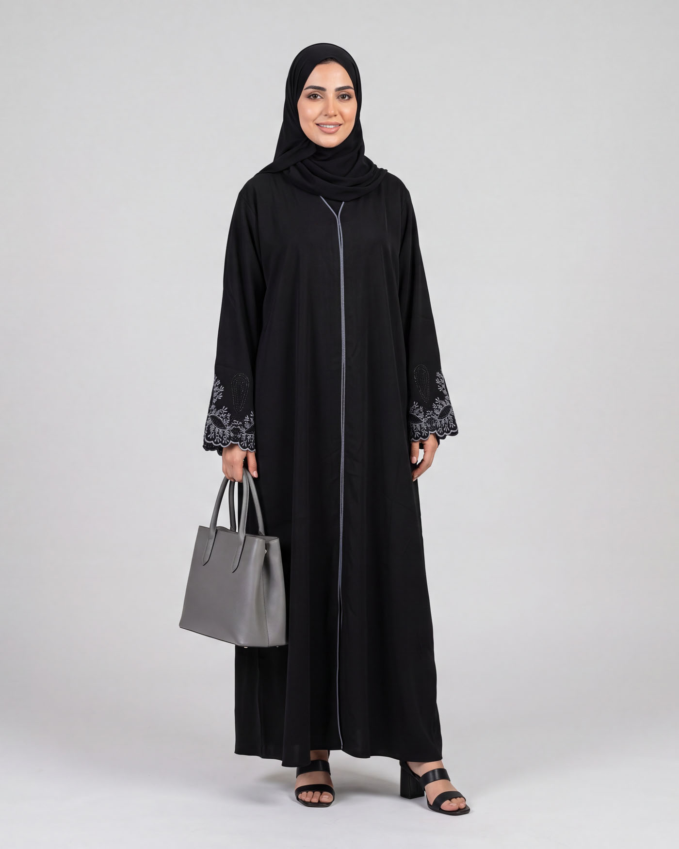 Abaya - Spets Dekorerad - Svart