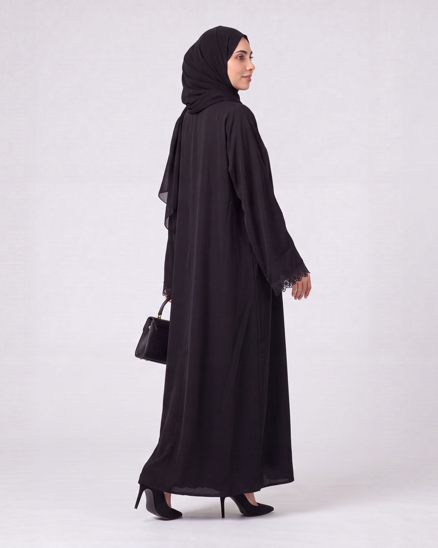 Abaya - Spets Dekorerad - Svart - 3