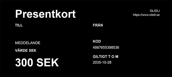 OLIOLI Presentkort Digitalt - 300 kr