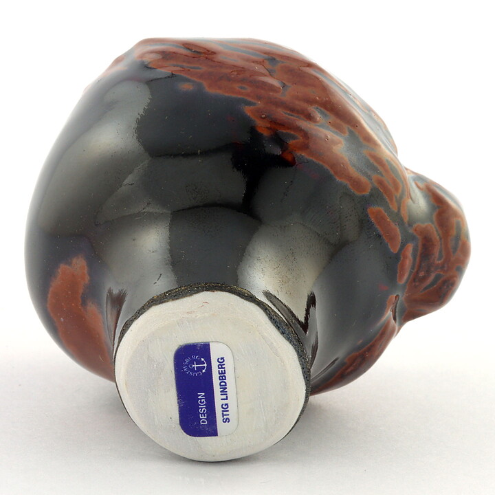 Stig Lindberg (Combin 1970s) Bottle Woman Head with Tenmoku Glaze 7 cm (2)