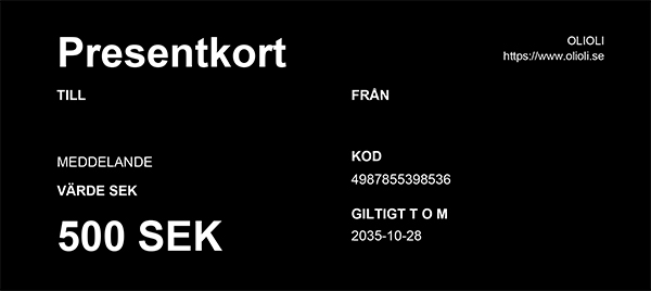 OLIOLI Presentkort Digitalt - 500 kr