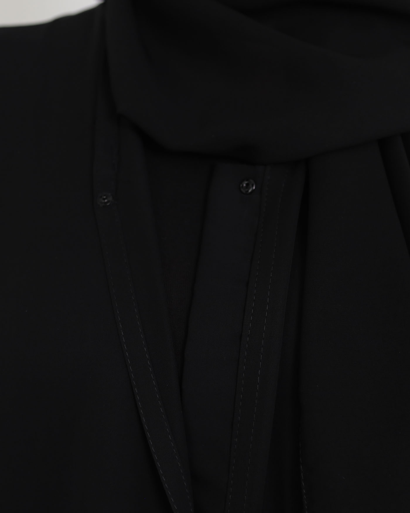 Open Abaya in Korean Nida with Matching Hijab - Black - 6