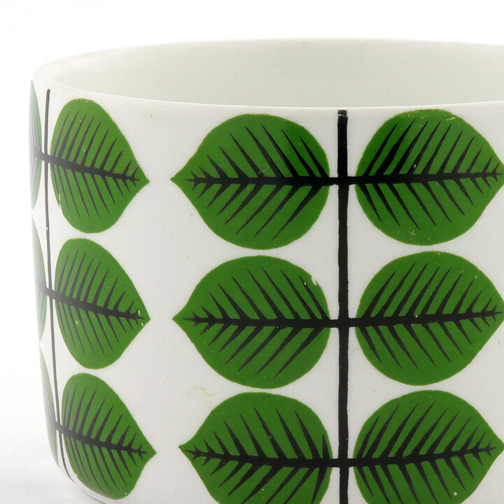 Stig Lindberg (Berså 1961) Teacup with Green Leaf Decor 11,5 cm (No Saucer) (2)