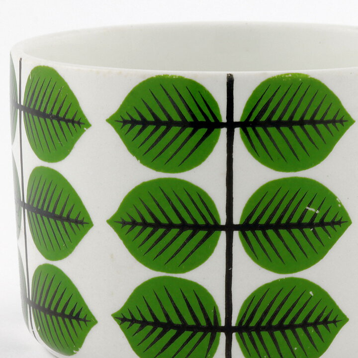 Stig Lindberg (Berså 1961) Teacup with Green Leaf Decor 11,5 cm (No Saucer) (3)