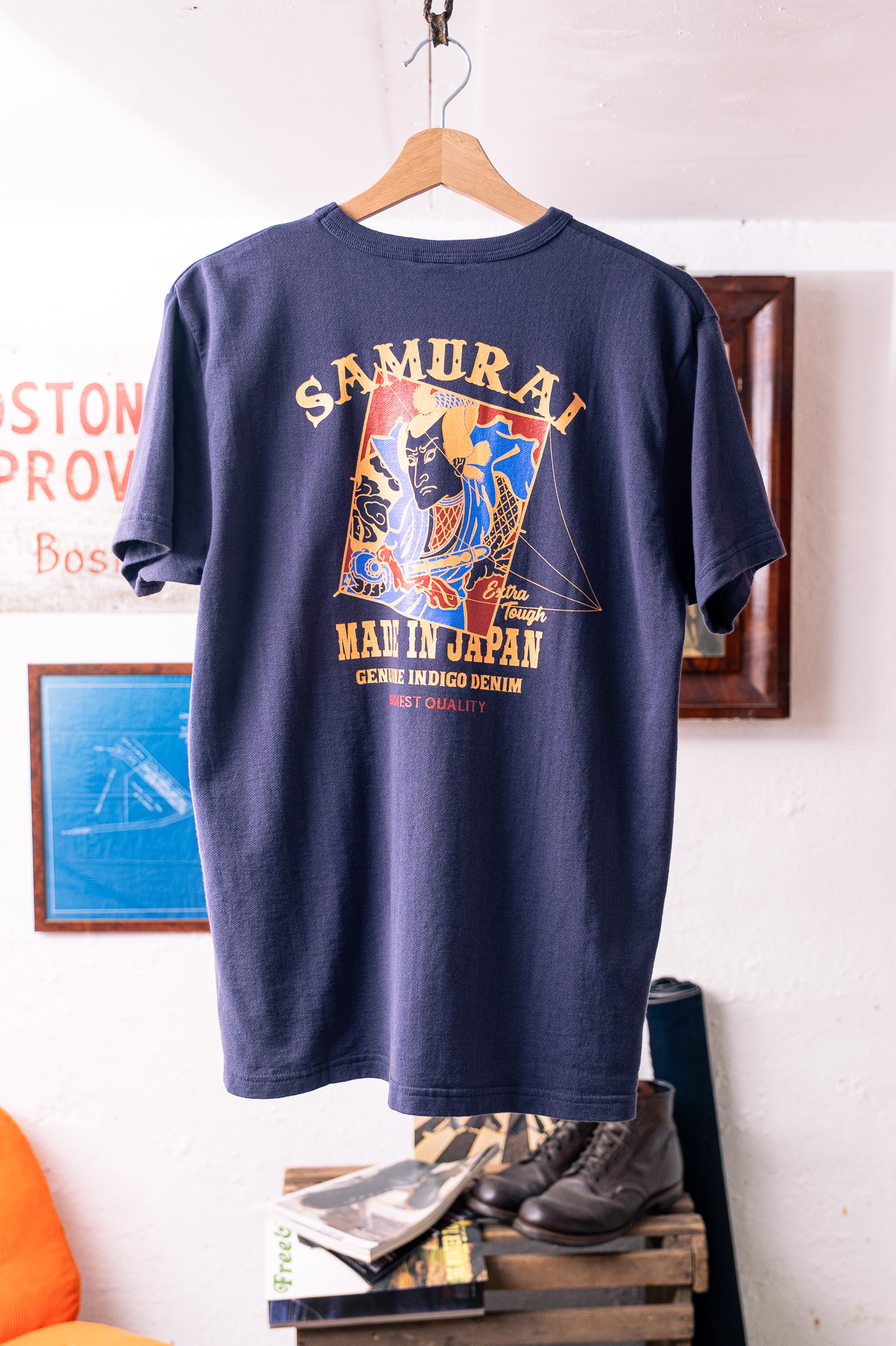 Samurai - Aged Cotton Inlay Loopwheel Tee ”Go Fly A Kite Purple”