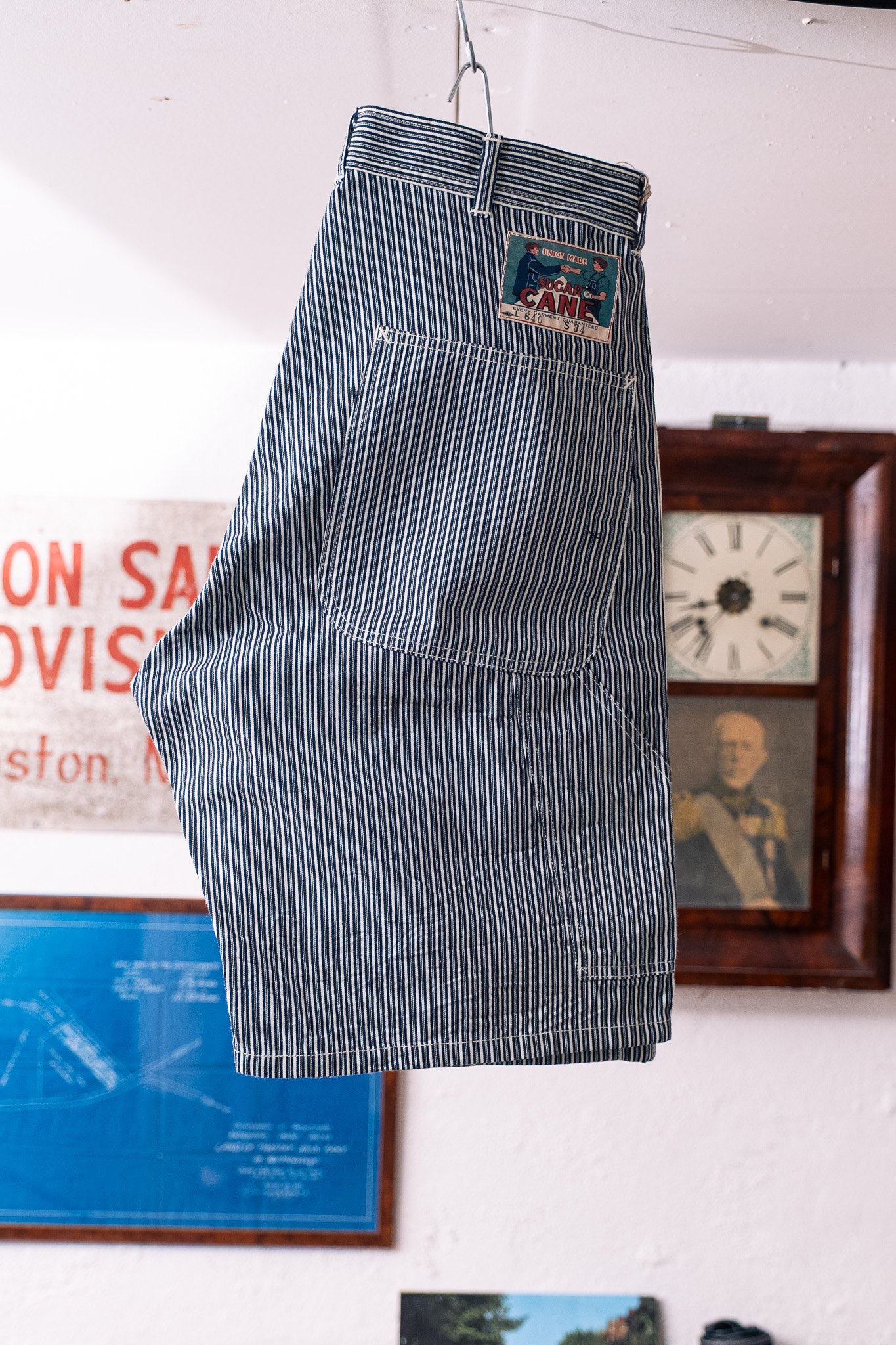 Sugar Cane - SC52640 FR 6oz Indigo Stripe Double Knee Shorts