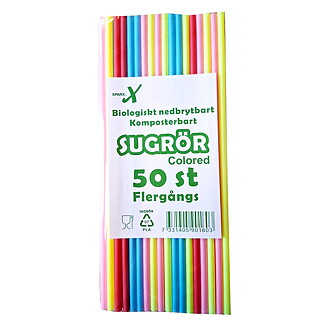 Sugrör flergångs plast, sorterade färger, 50-förp.