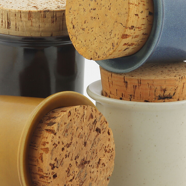 Stig Lindberg (1960s) Four Colorful Jars with Cork Lids (2)