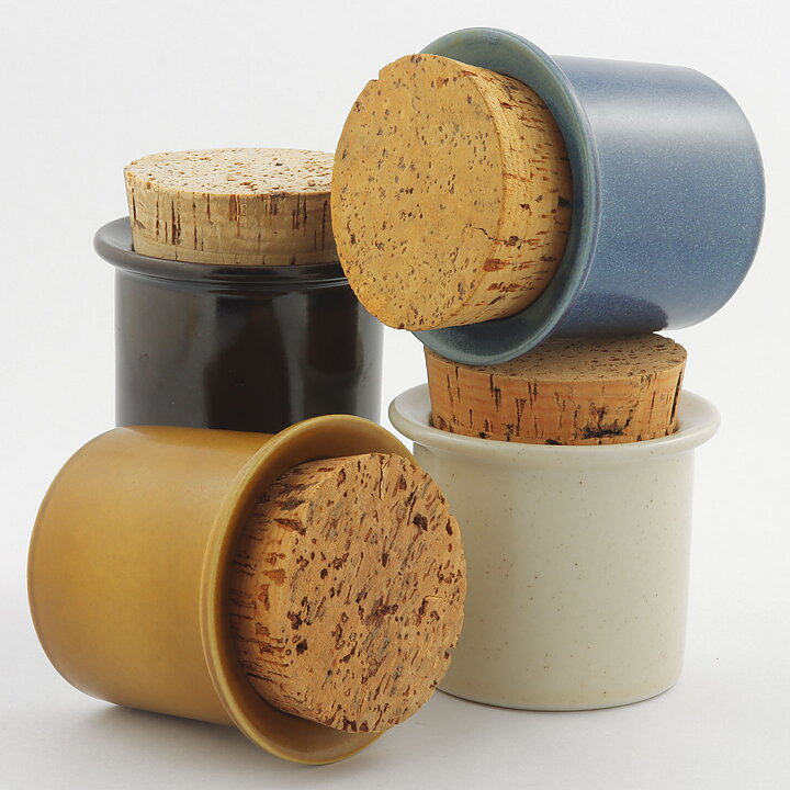 Stig Lindberg (1960s) Four Colorful Jars with Cork Lids (2)