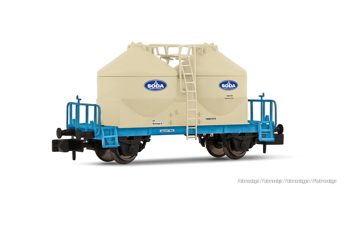 Sodawerk Stassfurt, ASF shunting device, set with 2 x Ucs silowagons, ep. V, with DCC-Decoder - 3