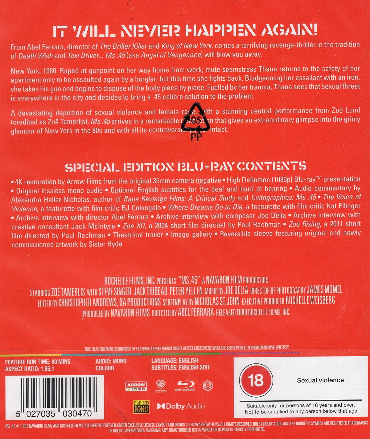 Ms .45 (ej svensk text) (Blu-ray) - 2