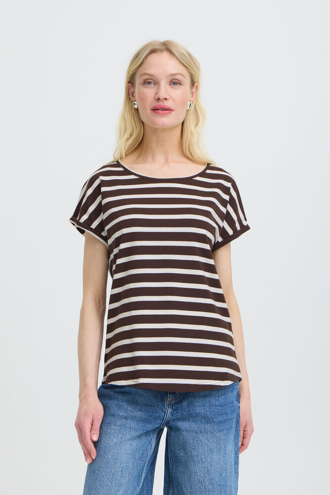 B Young - Pamila Randig Tshirt Brun - 4