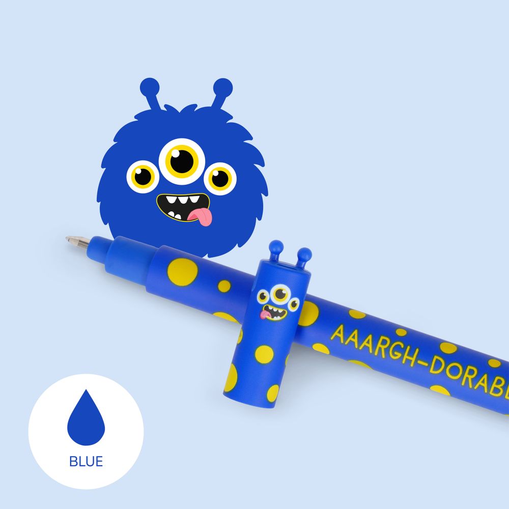 Gelpenna med utsuddbart bläck - Monster, blå - 2